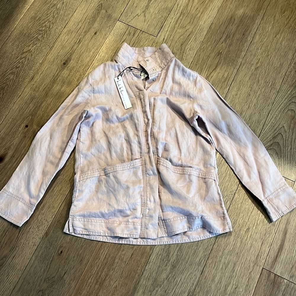 NWT NICOLE MILLER linen blend lightweight utility jacket, size small, Lavender